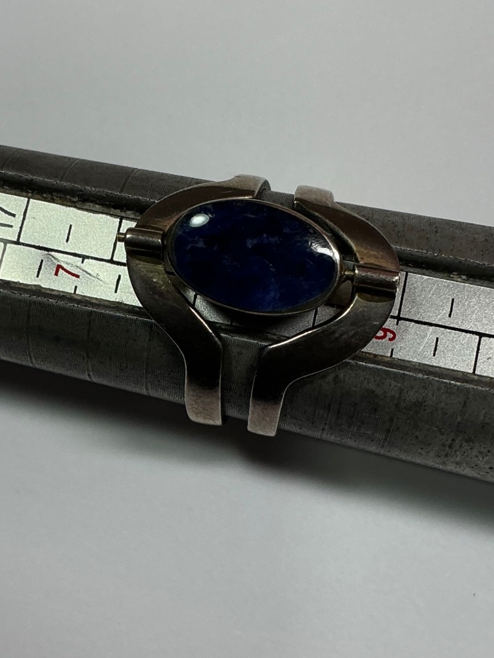 Reversible Blue Lapis and Spiny Oyster Setting Sterling Silver Ring. Size 8.25